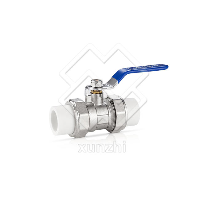 XFM01010 Brass Body With Handle Nickel Plating PPR Double Plastic Ball Valve